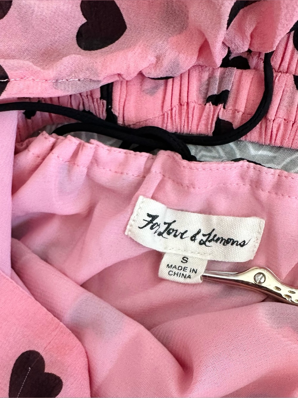 For Love & Lemons Tallulah Swing Mini Dress Silk Pink Hearts Coquette Size S - Picture 10 of 16